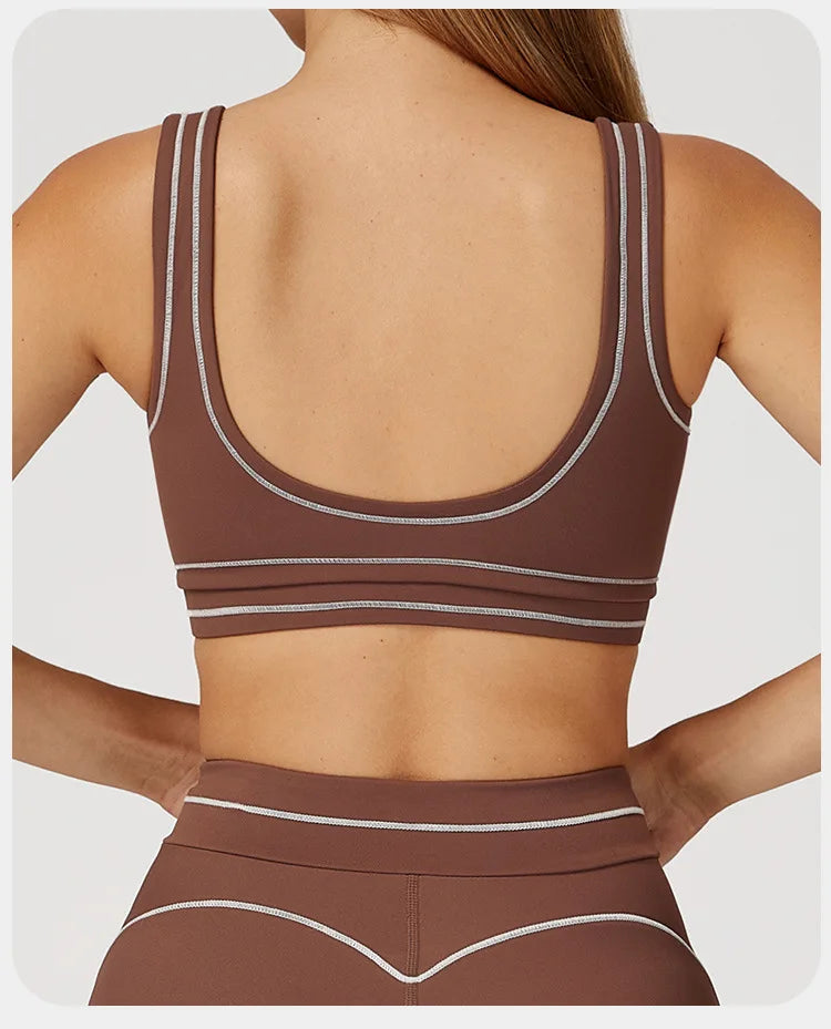 Breathable Yoga Sports Bra Color-Contrast — Multicolor | KIMLUD