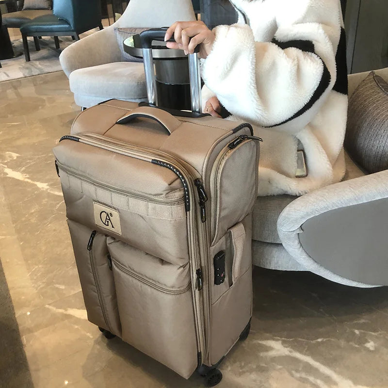 20"24"28" Inch Super Light Oxford Expandable Waterproof Travel Check in L Larger Suitcase Rolling Luggage with Wheels