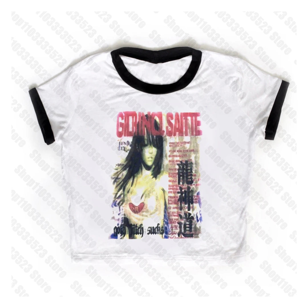 T-Shirt – Graphic Y2K Style – Polyester | KIMLUD