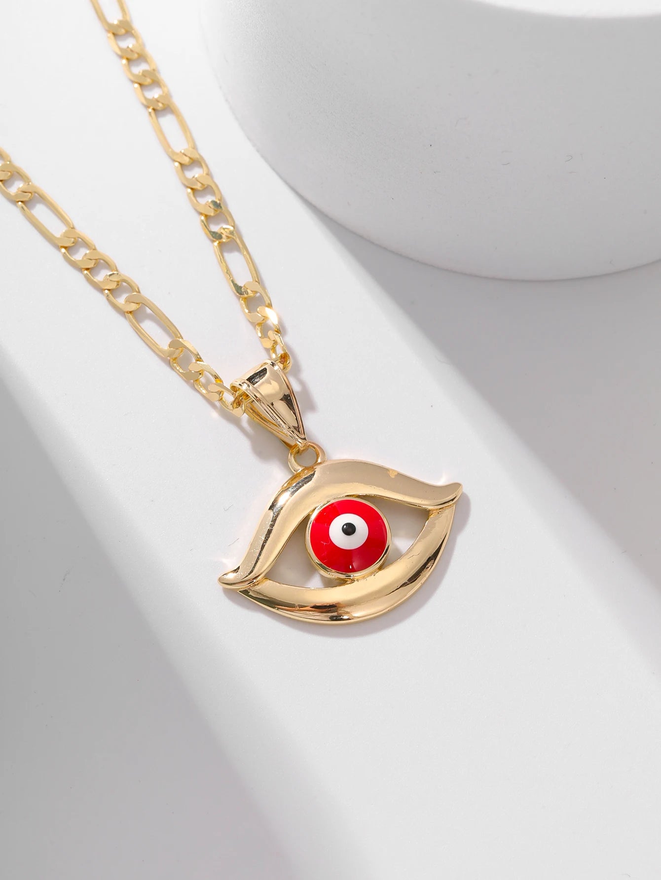 FanSibao hollowed out gold eye pendant necklace, women's luxury jewelry, Christmas party gift