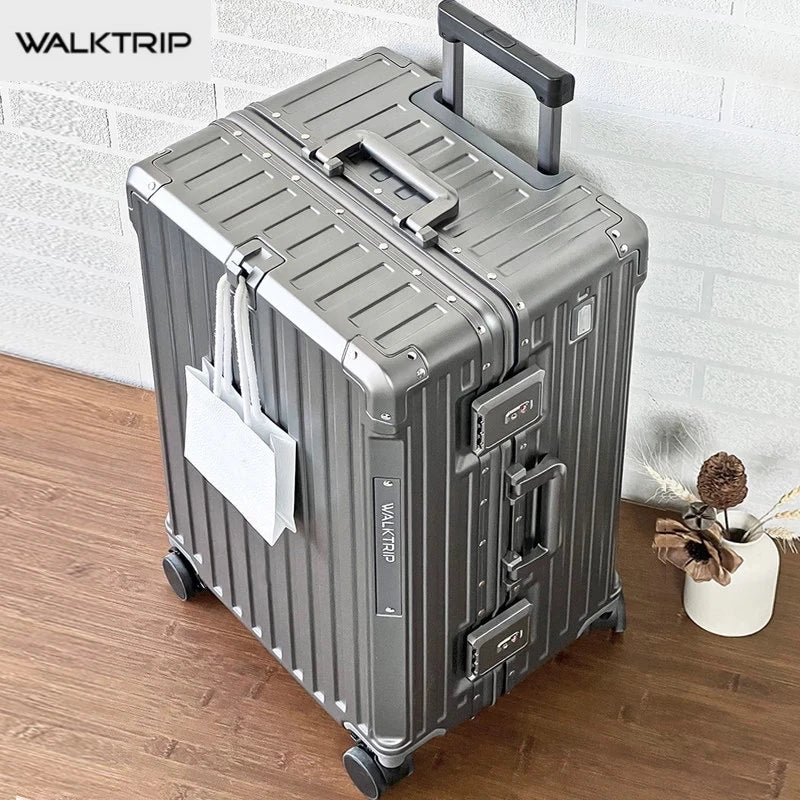 Aluminum Frame PC Rolling Luggage Solid — Gray | KIMLUD