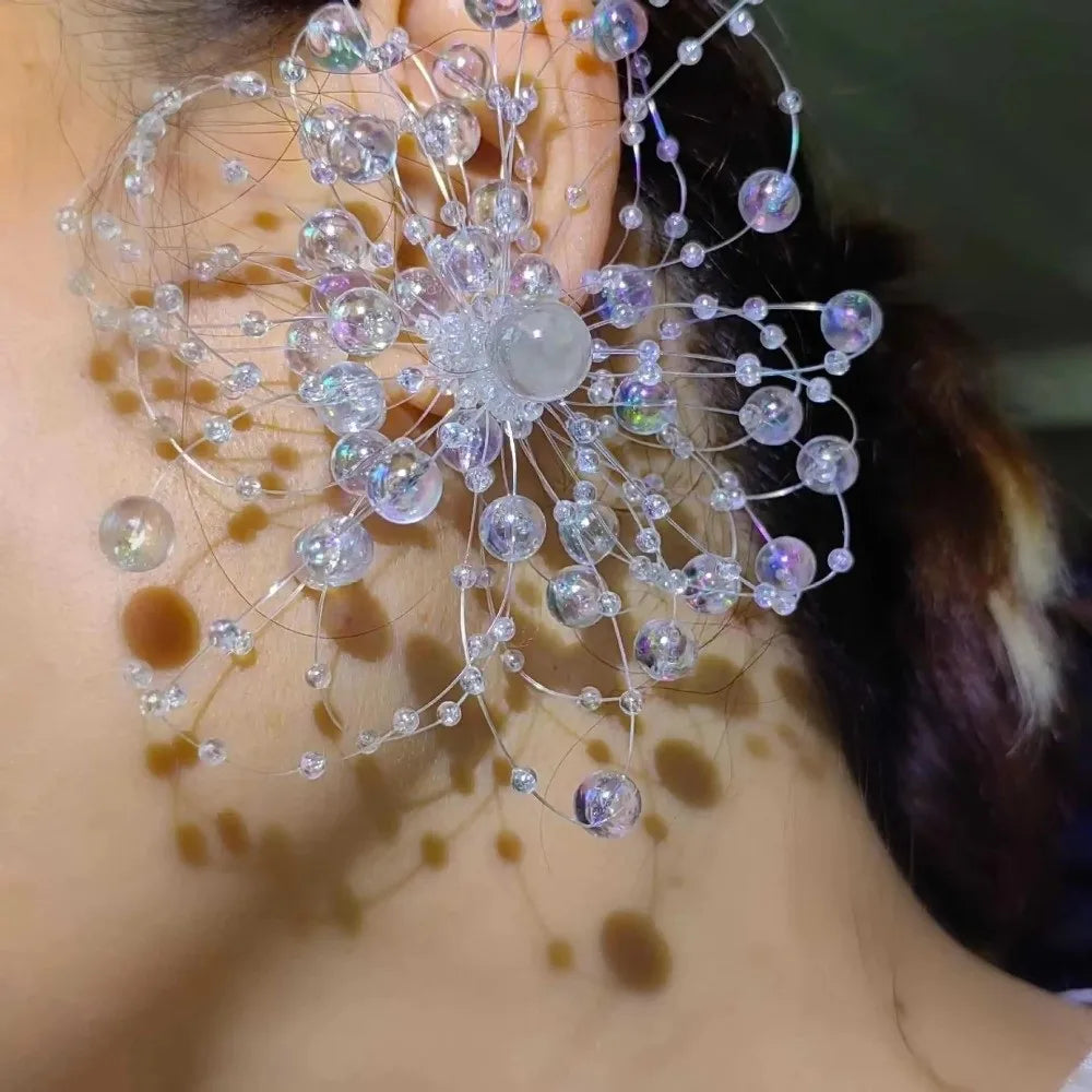 Handmade Floral Dresses Plastic Drop Earrings — Transparent | KIMLUD