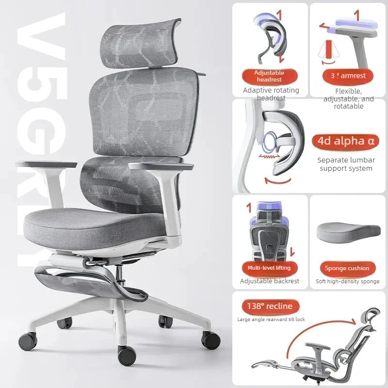 Ergonomic Mesh Office Chair With Wheels — Gray | KIMLUD