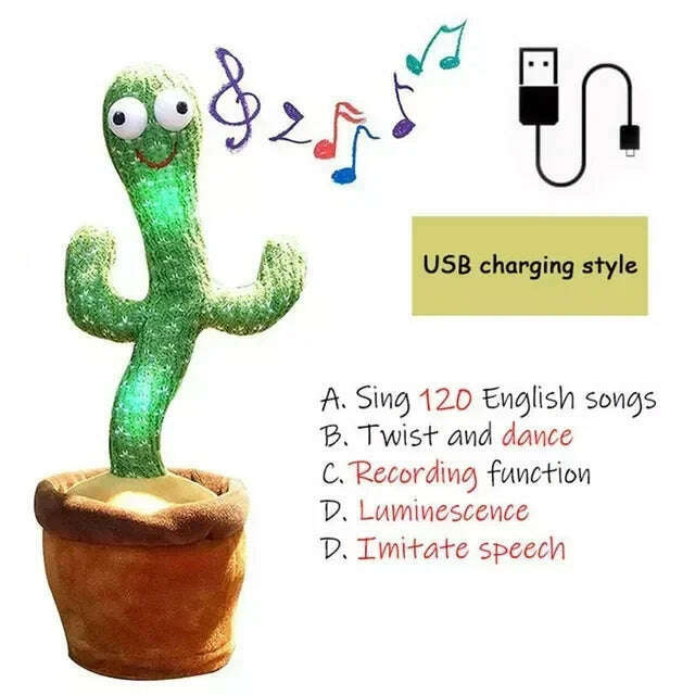 KIMLUD, A Talking Cactus Toy That Can Be Charged, Recorded, and Repeated. Suitable for Spanish, English, and Arabic  Voice Changer, Dancing Cactus, KIMLUD APPAREL - Womens Clothes