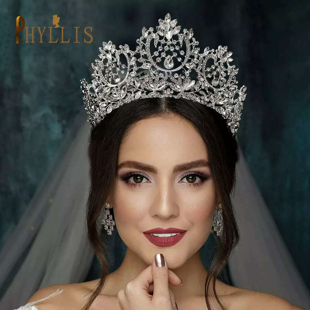 KIMLUD, A195 Baroque Wedding Headband Crystal Bridal Crowns and Tiaras Hair Jewelry Accessories Women Rhinestone Headwears Queen Diadems, KIMLUD Womens Clothes
