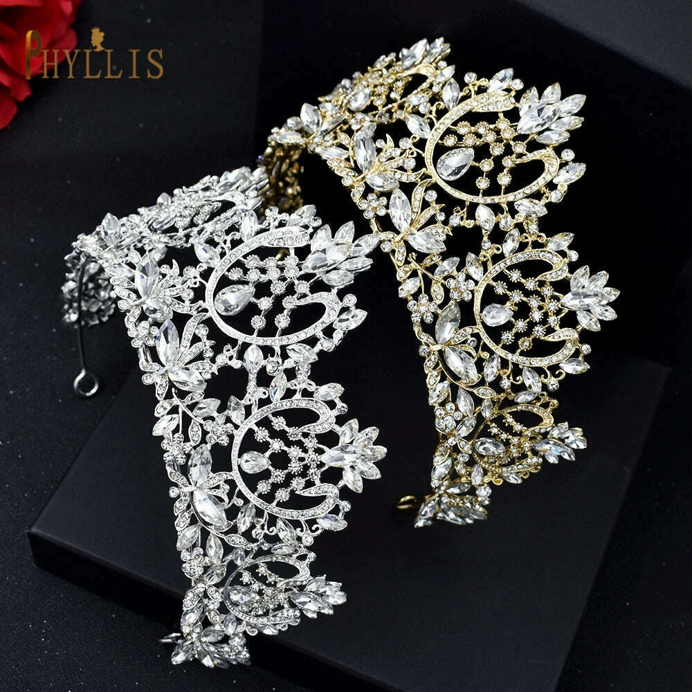 KIMLUD, A195 Baroque Wedding Headband Crystal Bridal Crowns and Tiaras Hair Jewelry Accessories Women Rhinestone Headwears Queen Diadems, KIMLUD Womens Clothes