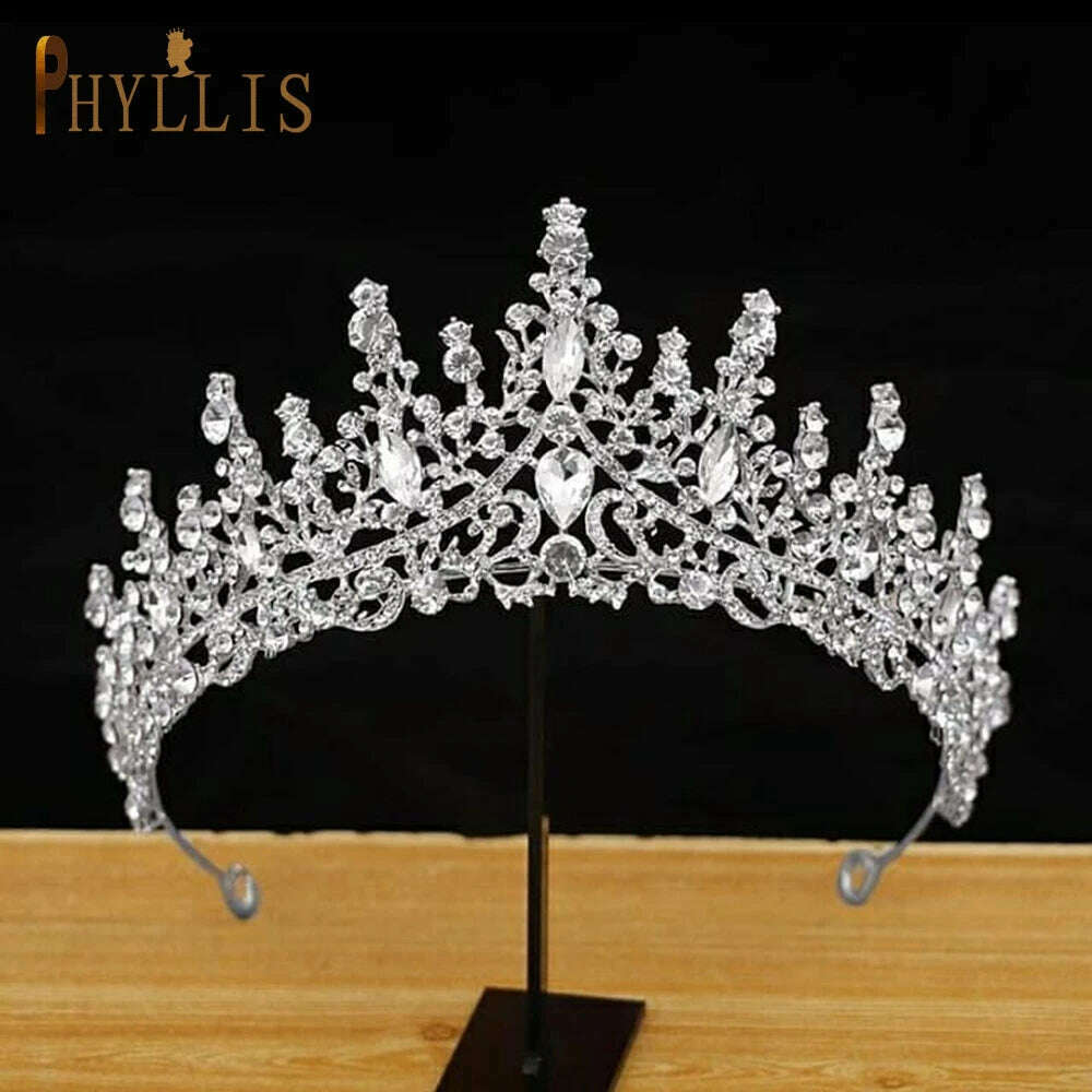 KIMLUD, A195 Baroque Wedding Headband Crystal Bridal Crowns and Tiaras Hair Jewelry Accessories Women Rhinestone Headwears Queen Diadems, A158 Silver, KIMLUD Womens Clothes
