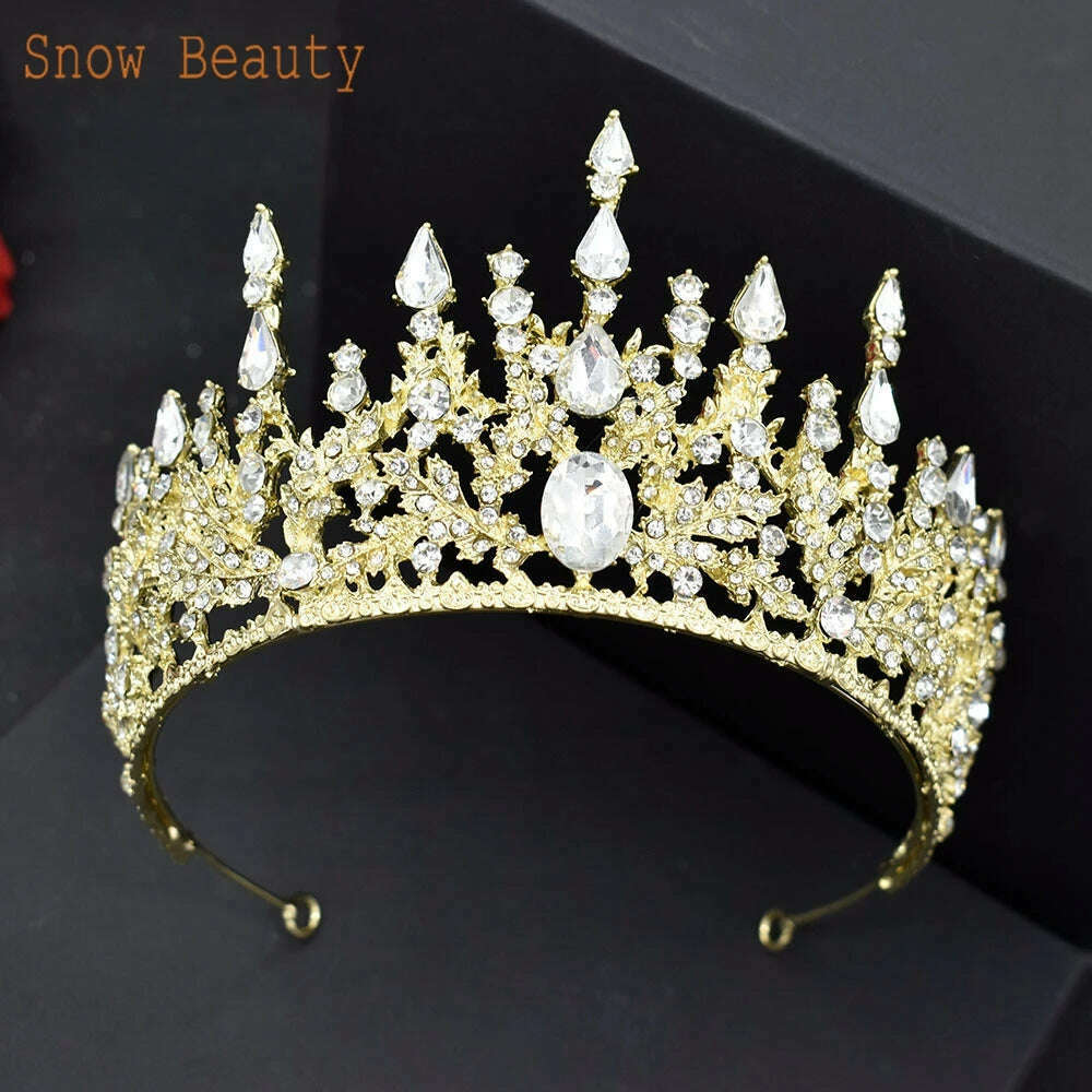 KIMLUD, A195 Baroque Wedding Headband Crystal Bridal Crowns and Tiaras Hair Jewelry Accessories Women Rhinestone Headwears Queen Diadems, KIMLUD Womens Clothes
