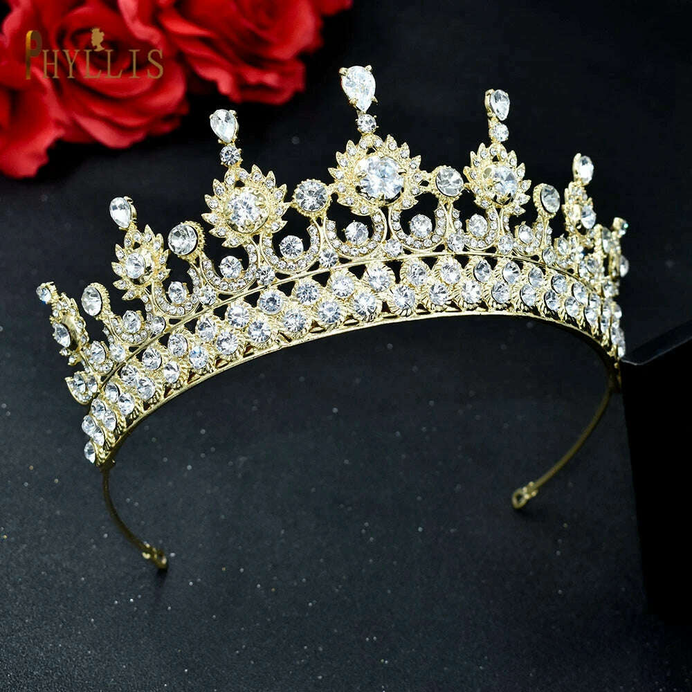 A195 Baroque Wedding Headband Crystal Bridal Crowns and Tiaras Hair Jewelry Accessories Women Rhinestone Headwears Queen Diadems - KIMLUD