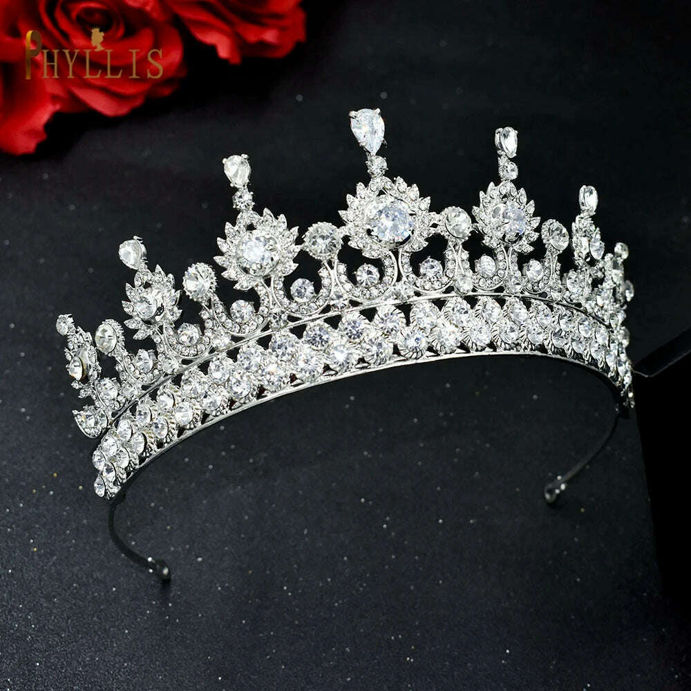 KIMLUD, A195 Baroque Wedding Headband Crystal Bridal Crowns and Tiaras Hair Jewelry Accessories Women Rhinestone Headwears Queen Diadems, A67-Silver, KIMLUD Womens Clothes