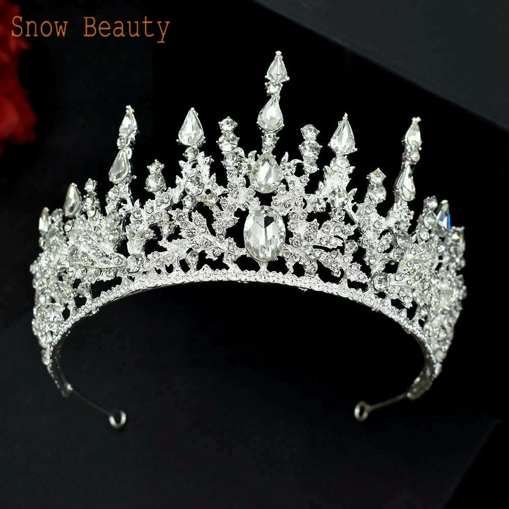 KIMLUD, A195 Baroque Wedding Headband Crystal Bridal Crowns and Tiaras Hair Jewelry Accessories Women Rhinestone Headwears Queen Diadems, A68-Silver, KIMLUD Womens Clothes