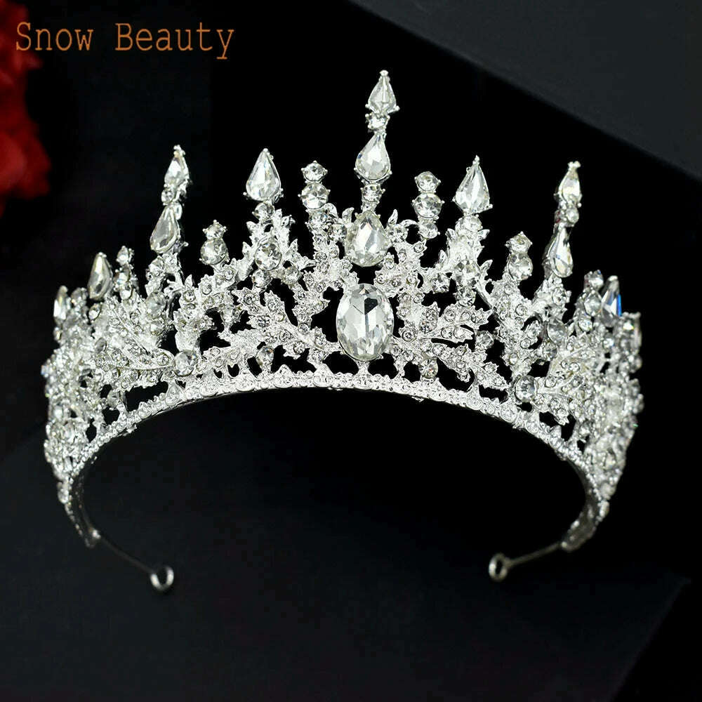 A195 Baroque Wedding Headband Crystal Bridal Crowns and Tiaras Hair Jewelry Accessories Women Rhinestone Headwears Queen Diadems - KIMLUD