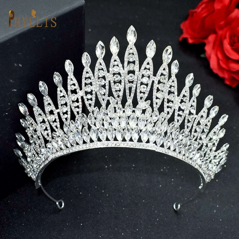 KIMLUD, A195 Baroque Wedding Headband Crystal Bridal Crowns and Tiaras Hair Jewelry Accessories Women Rhinestone Headwears Queen Diadems, A333-Silver, KIMLUD Womens Clothes