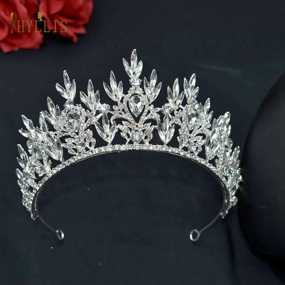 KIMLUD, A195 Baroque Wedding Headband Crystal Bridal Crowns and Tiaras Hair Jewelry Accessories Women Rhinestone Headwears Queen Diadems, A262-Silver, KIMLUD Womens Clothes