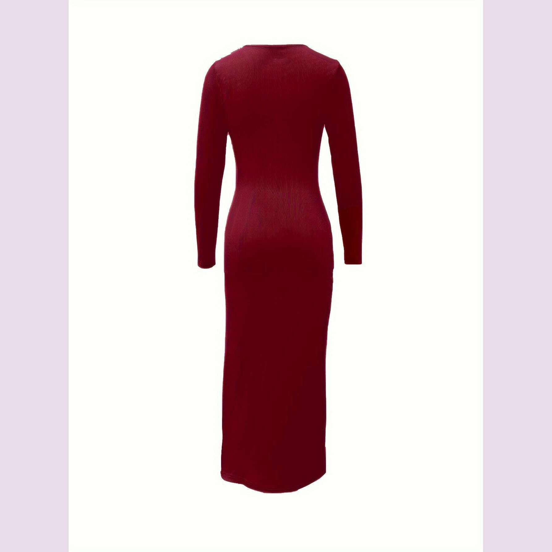 elegant-v-neck-long-sleeve-bodycon-dress-with-faux-button-detail---stretchy-polyester-blend-machine-washable---perfect-for-fallkimlud-womens-fashion-34625994