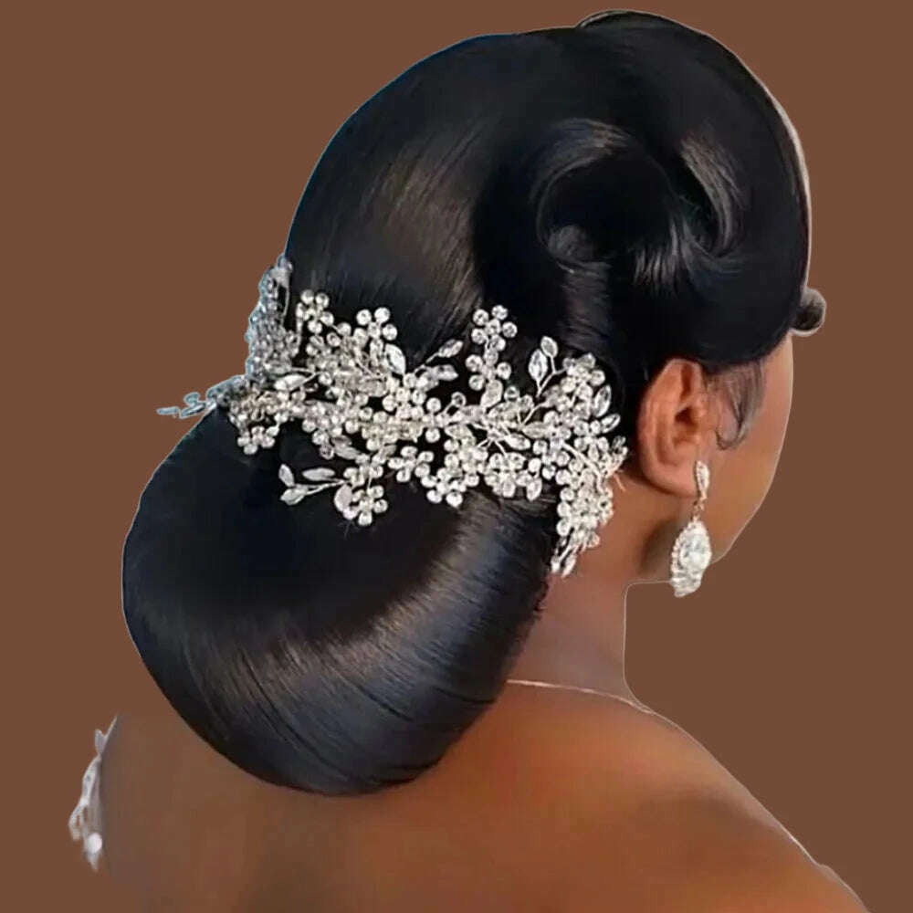 KIMLUD, A426 Wedding Bridal Styling Barrette Letter Headband Rhinestone Crystal Headpice Wedding Accessories for WomenPageant Crowns, KIMLUD Womens Clothes