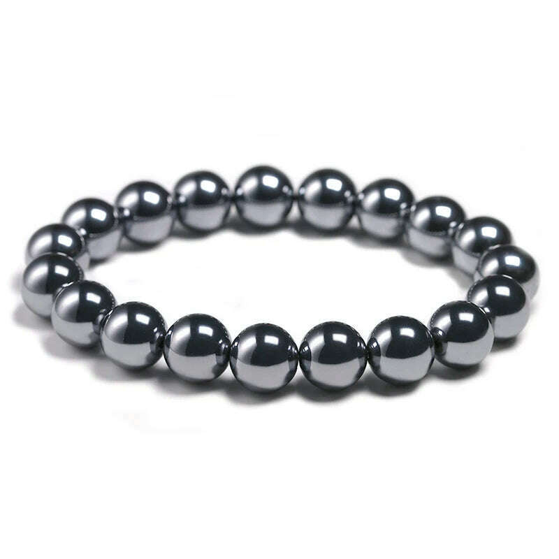 KIMLUD, AAA Natural Black Shine Terahertz Round Beads Stone Beads Bracelet Women 6/8/10mm Men Jewelry Health Gemstone Gift, KIMLUD Womens Clothes