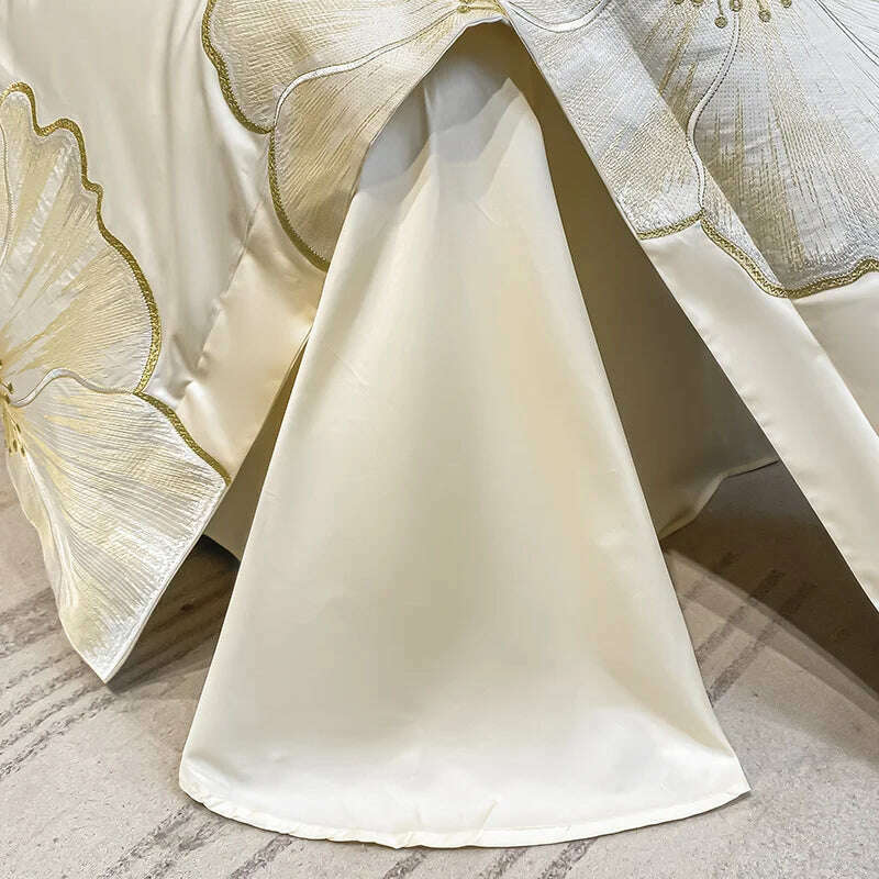 KIMLUD, ABAY Bedding set Egyptian cotton Floral embroidery Quilt cover Soft Duvet Cover 200*230 220*240 Elastic bed sheet 180*200cm, KIMLUD Womens Clothes