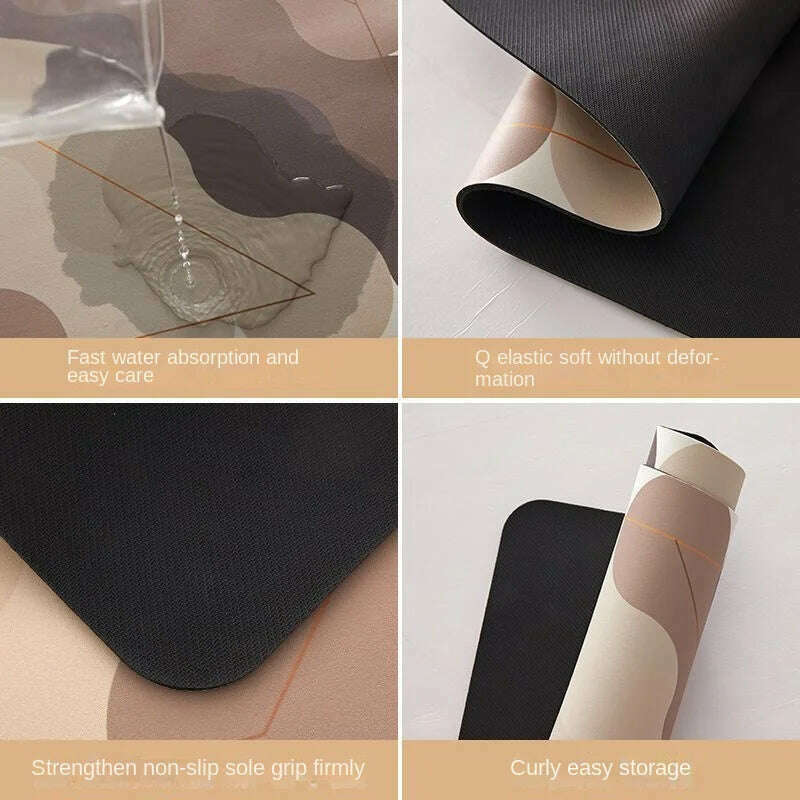 Absorbent Kitchen Floor Mat Diatomaceous Mud Floor Mats Doorstep Water Absorption Oil Absorption Anti Slip Rug Bathroom Carpet - KIMLUD