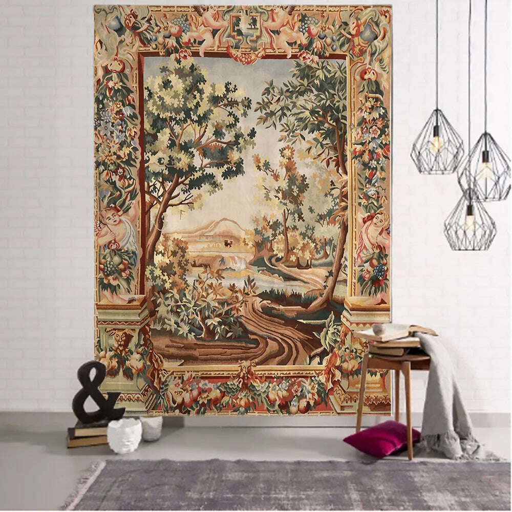Abstract Floral Tapestry Pumpkin Lamp Night Sky Art Wall Hanging Living Room Bedroom Home Dormitory Decor - KIMLUD