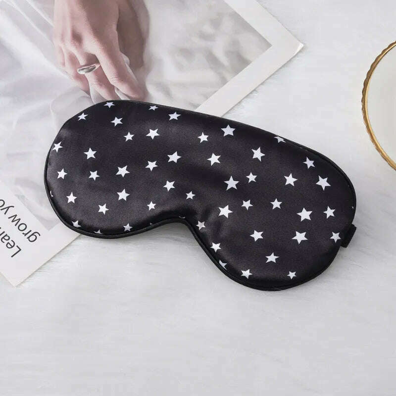 KIMLUD, Adjustable Silk Star Spot Sleep Mask Lunch Break Travel Home Sleep Aid Eyeshade Men And Women Sleeping Eye Mask Eye Shade Cover, Black, KIMLUD Womens Clothes