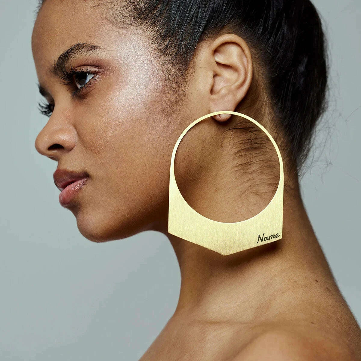 African Earrings Large Hoop Earrings Can Custom Name Gift for Her Handmade 18K Gold Plated Jewelry for Women American Trend