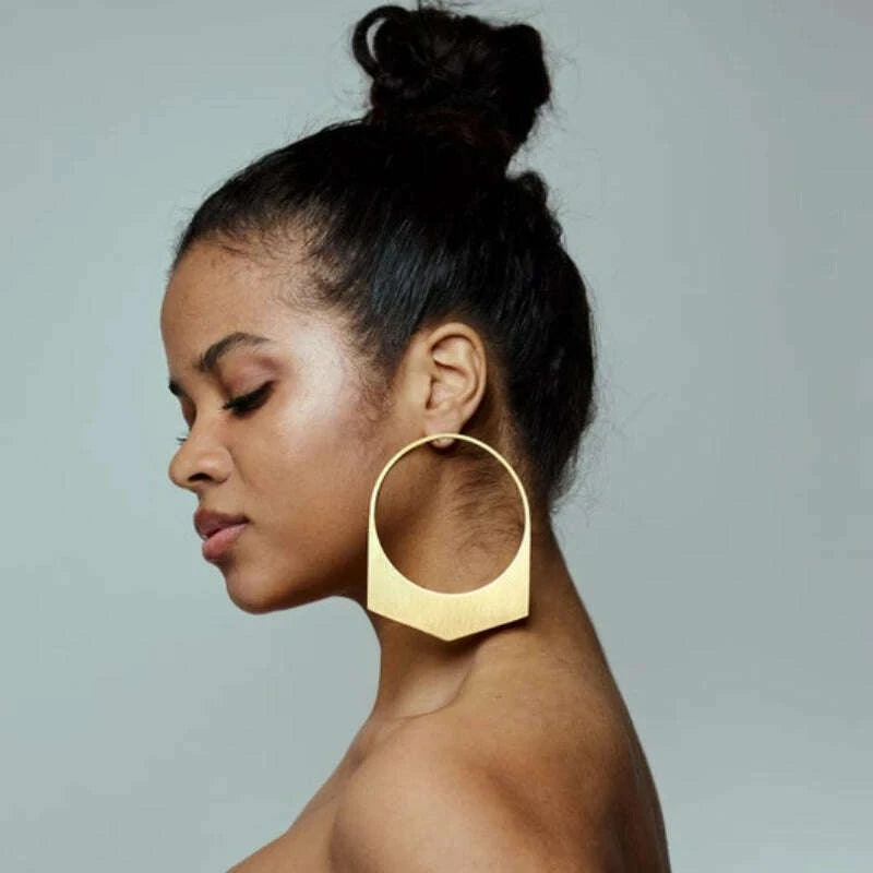 African Earrings Large Hoop Earrings Can Custom Name Gift for Her Handmade 18K Gold Plated Jewelry for Women American Trend