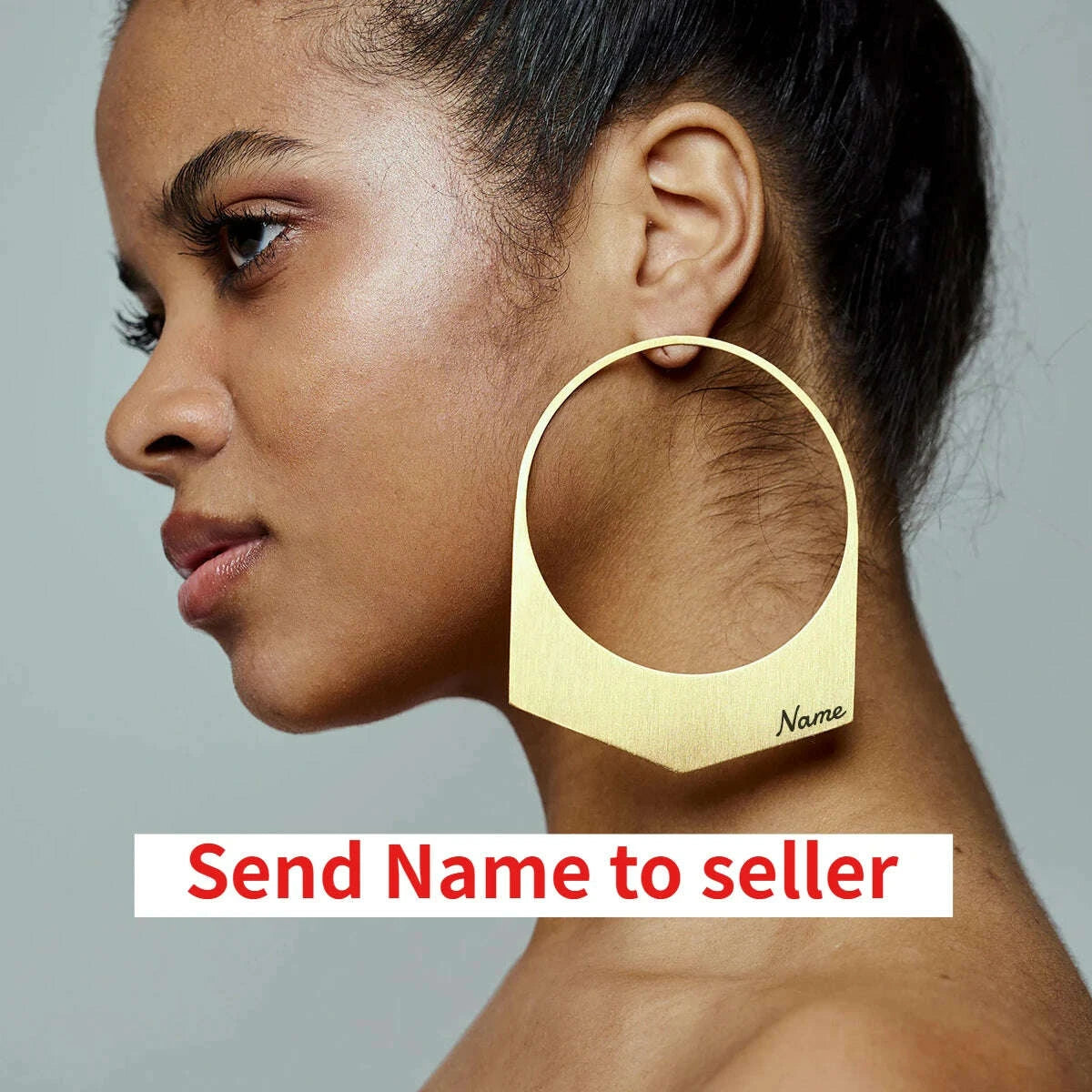African Earrings Large Hoop Earrings Can Custom Name Gift for Her Handmade 18K Gold Plated Jewelry for Women American Trend
