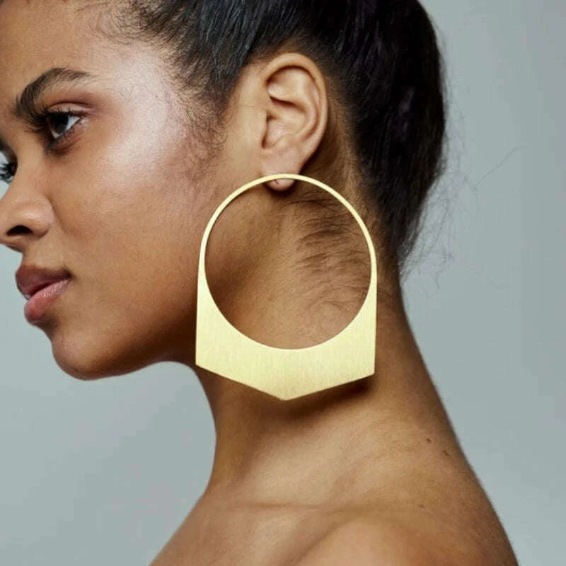 African Earrings Large Hoop Earrings Can Custom Name Gift for Her Handmade 18K Gold Plated Jewelry for Women American Trend