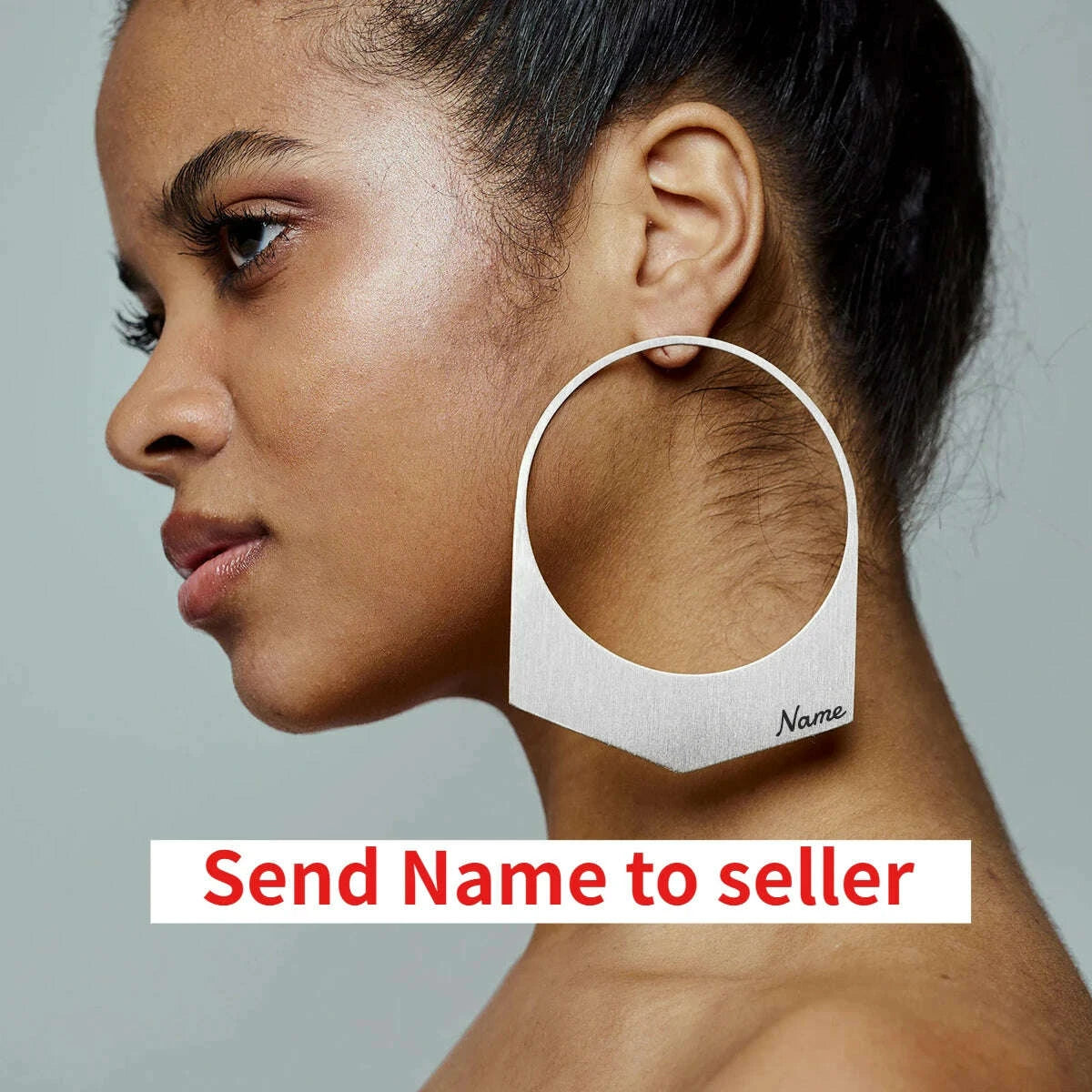 African Earrings Large Hoop Earrings Can Custom Name Gift for Her Handmade 18K Gold Plated Jewelry for Women American Trend