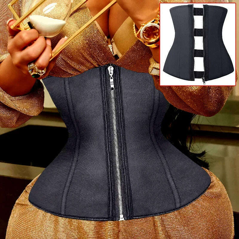 KIMLUD, AfruliA Fajas Colombian Girdles Waist Trainer High Compression BBL Shorts Tummy Control Sheath Flat Stomach Modeling Belt Corset, B-Black latex 2 / XXS, KIMLUD Womens Clothes