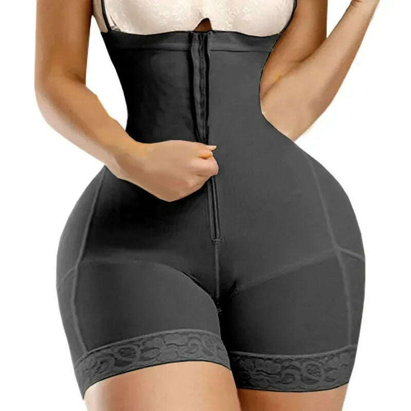KIMLUD, AfruliA Fajas Colombiana Girdle Full Body Shaper Lift Up Butt Lifter Bodysuits Tummy Control Panties Waist Trainer Thigh Slimmer, black with shorts / L, KIMLUD Women's Clothes