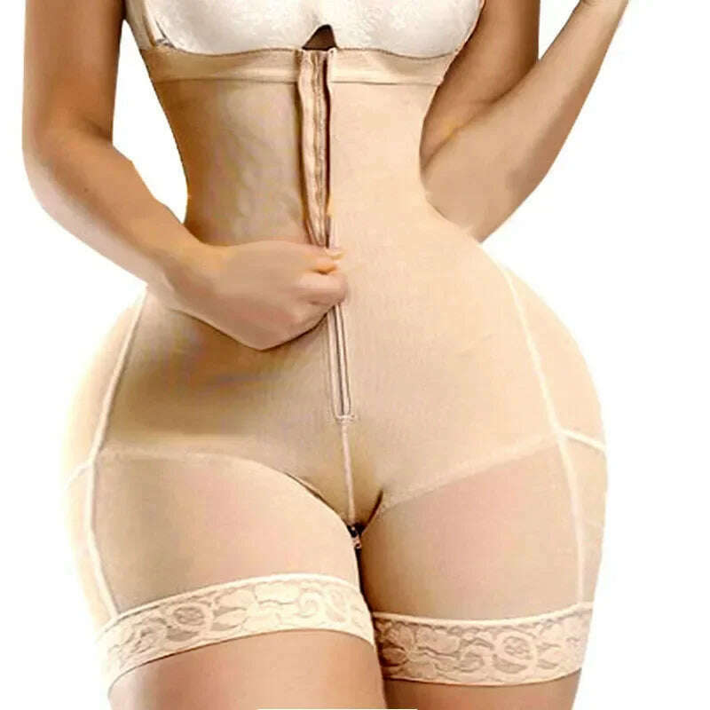 KIMLUD, AfruliA Fajas Colombiana Girdle Full Body Shaper Lift Up Butt Lifter Bodysuits Tummy Control Panties Waist Trainer Thigh Slimmer, apricot with shorts / XXXXXXL, KIMLUD Women's Clothes