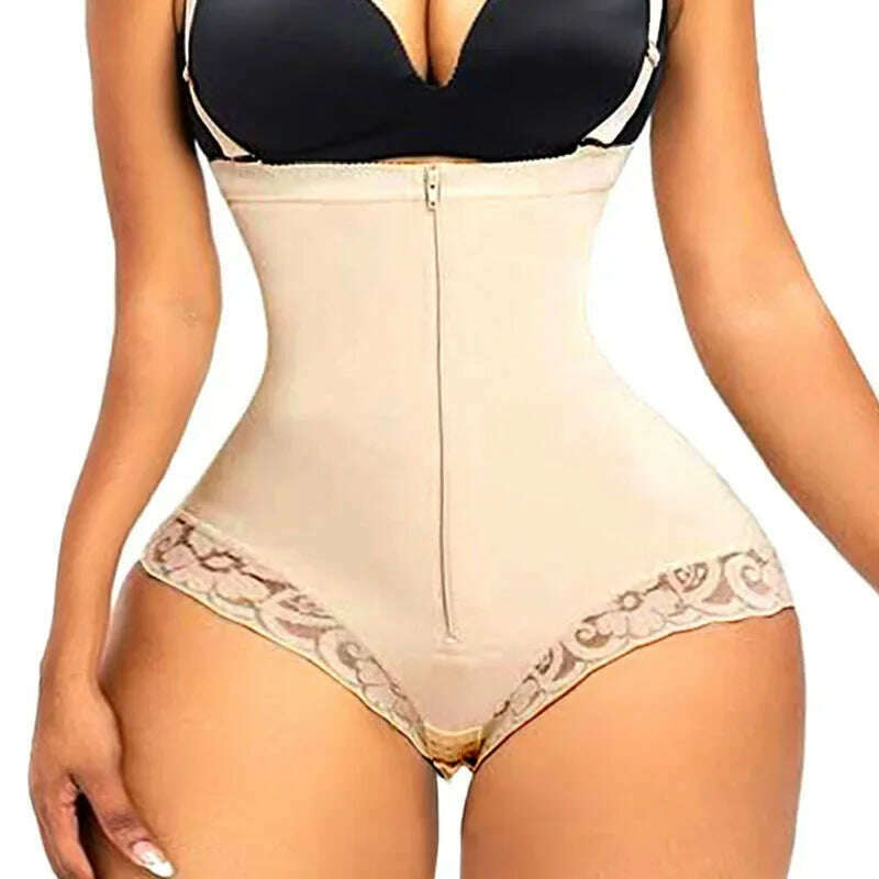KIMLUD, AfruliA Fajas Colombiana Girdle Full Body Shaper Lift Up Butt Lifter Bodysuits Tummy Control Panties Waist Trainer Thigh Slimmer, apricot with briefs / XXXXXXL, KIMLUD Women's Clothes