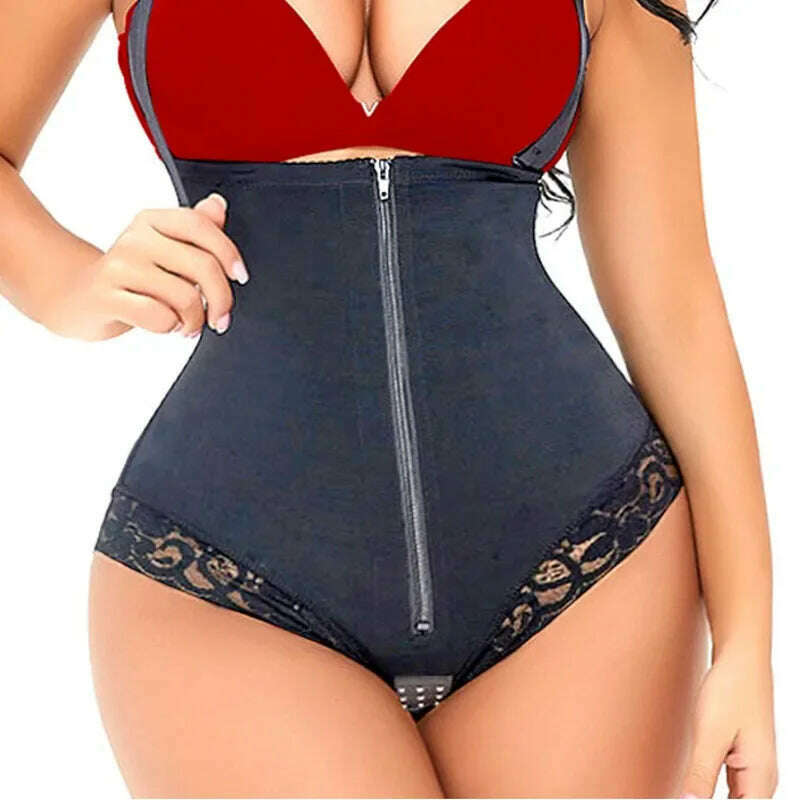 KIMLUD, AfruliA Fajas Colombiana Girdle Full Body Shaper Lift Up Butt Lifter Bodysuits Tummy Control Panties Waist Trainer Thigh Slimmer, black with briefs / XS, KIMLUD Women's Clothes