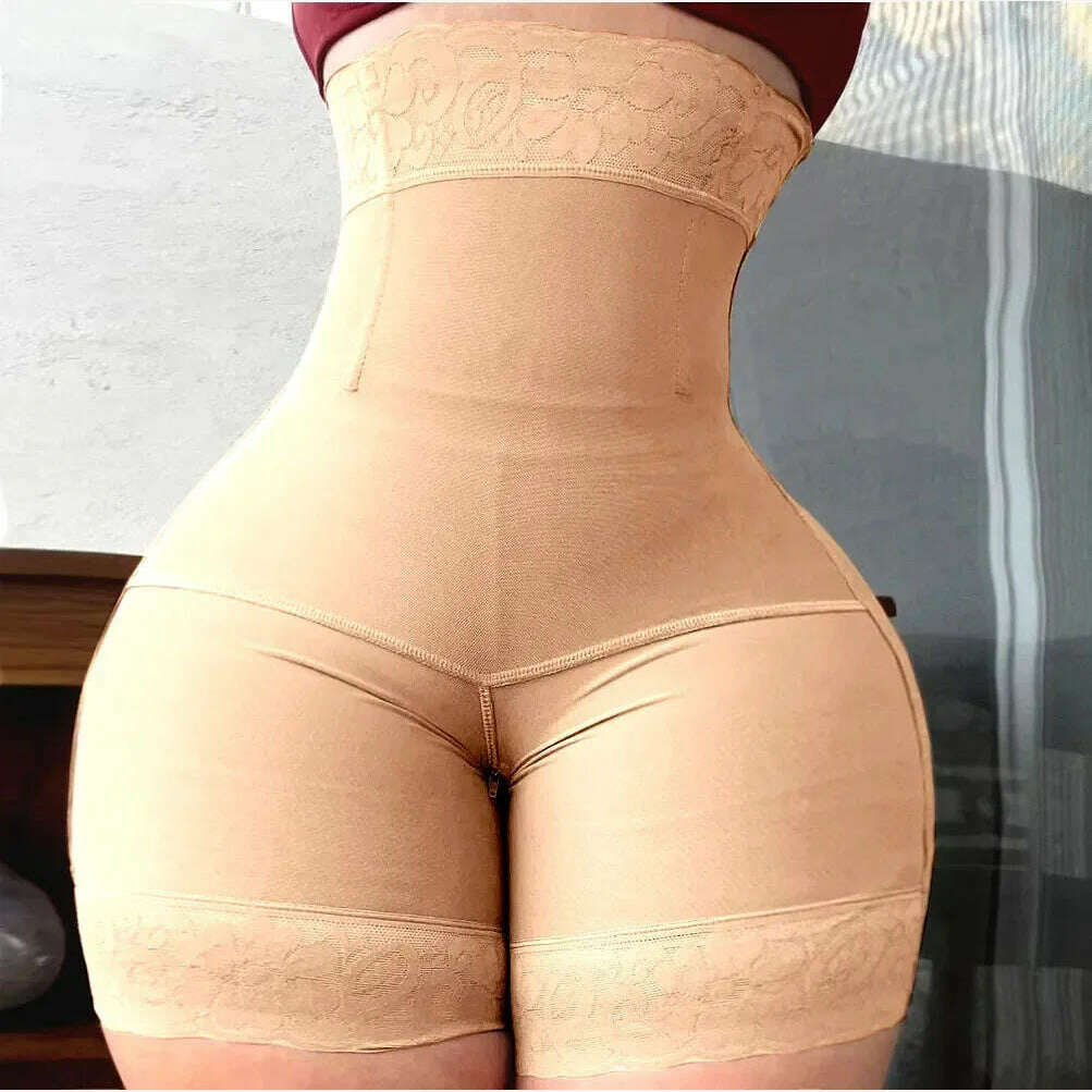 KIMLUD, AfruliA Fajas Colombiana Girdle Full Body Shaper Lift Up Butt Lifter Bodysuits Tummy Control Panties Waist Trainer Thigh Slimmer, apricot NO zipper / XXL, KIMLUD Women's Clothes
