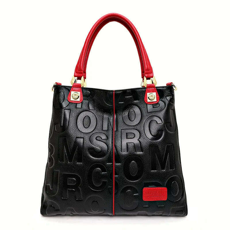 Aidrani Fashionable women's letter printed handbag made of high-quality cowhide a large capacity portable commuting bag - KIMLUD