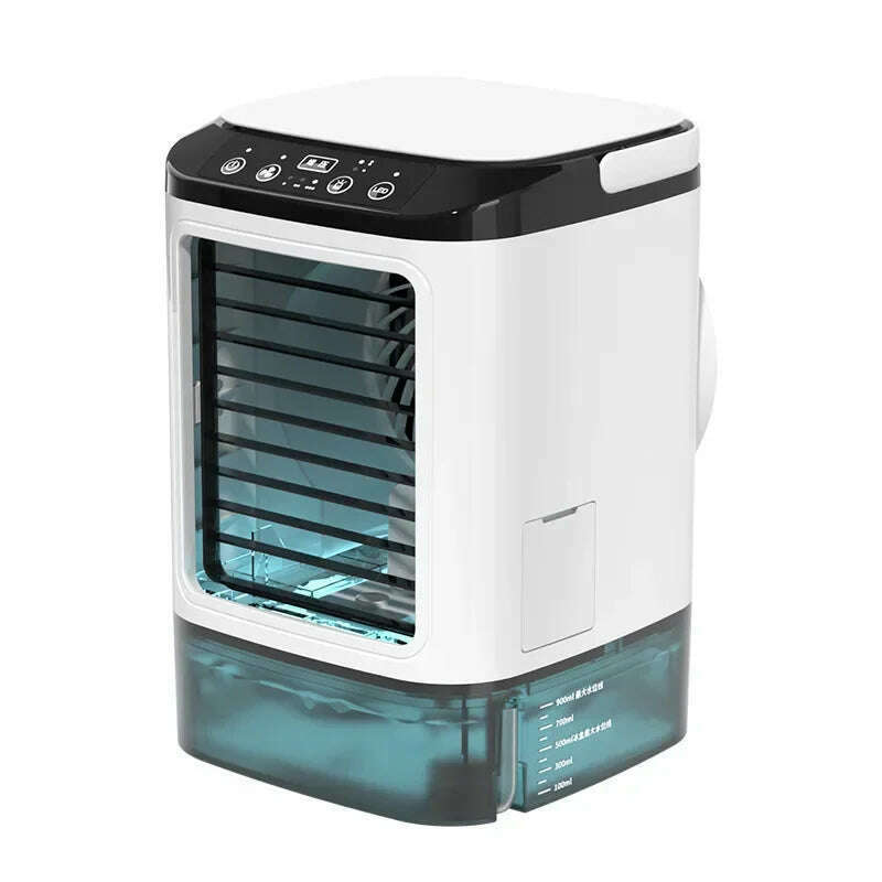 Air Conditioner Portable Fan Desktop Dual Spray Ultrasonic Atomization 3-Speed Mute Air Cooler Night Light Electric Fan for Home - KIMLUD