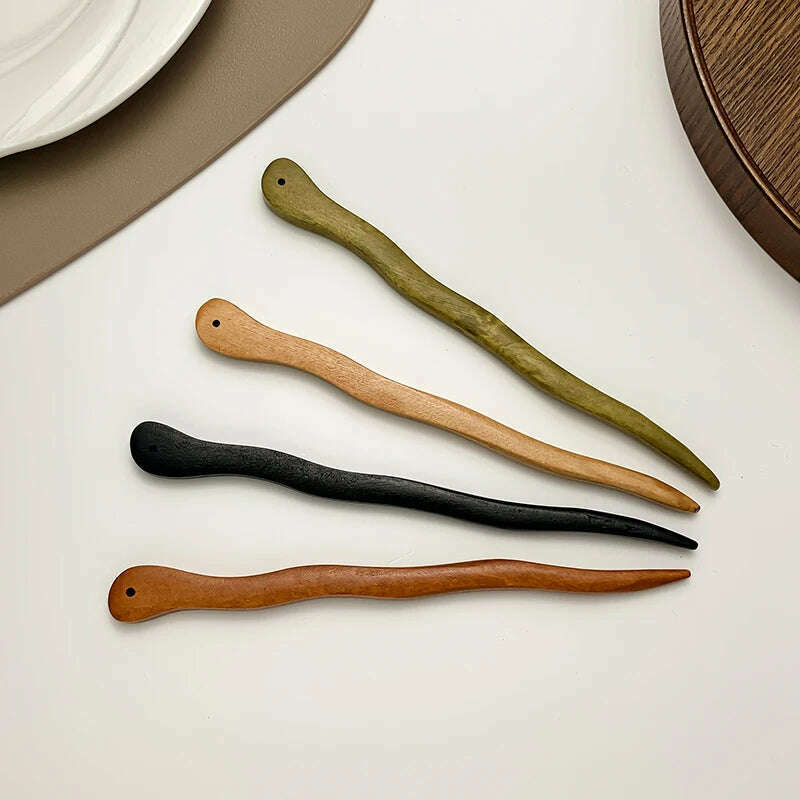 AISHG Vintage Wood Hair Sticks Women Chinese Style Sandalwood Hair Pins Elegant Female Hairpins Wedding Jewelry Hair Accessories - KIMLUD