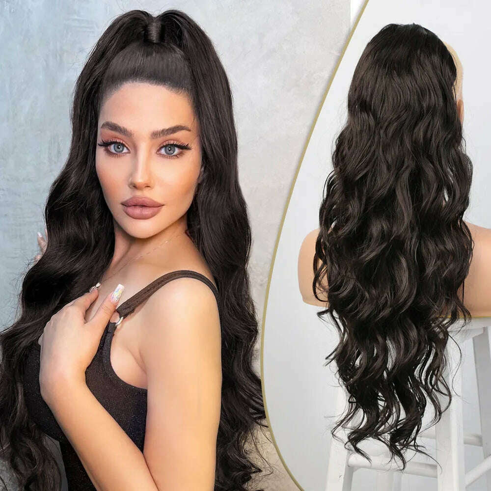 KIMLUD, AISI BEAUTY Synthetic Ponytail Extensions for Women Long Wavy Fluffy Synthetic Ponytail Hairpiece Natural Soft Daily Use, KIMLUD Womens Clothes