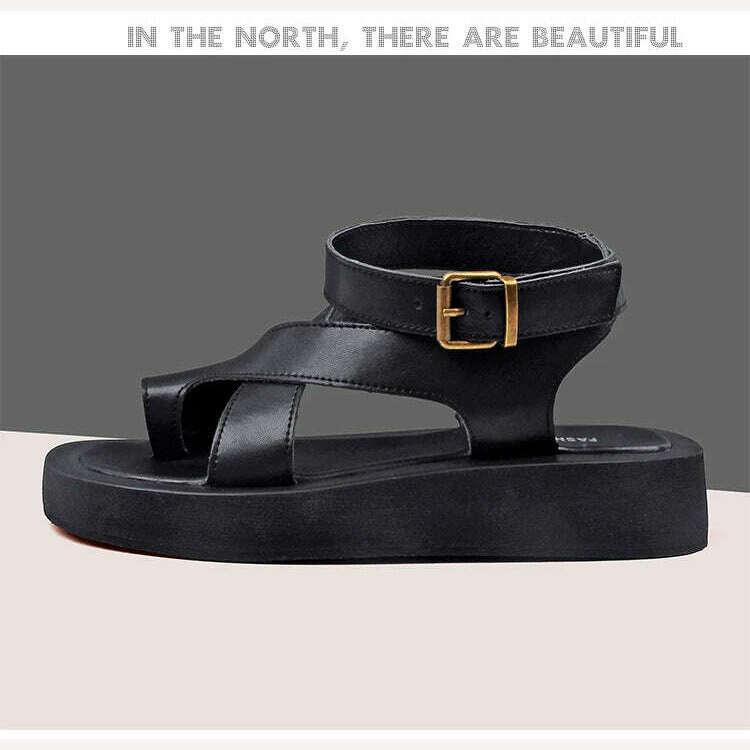 KIMLUD, AIYUQI Sandals Women Genuine Leather 2024 Summer New Clip Toe Sandals Ladies Roman Women Shoes Muffin Sandals WHS MTO, KIMLUD Womens Clothes