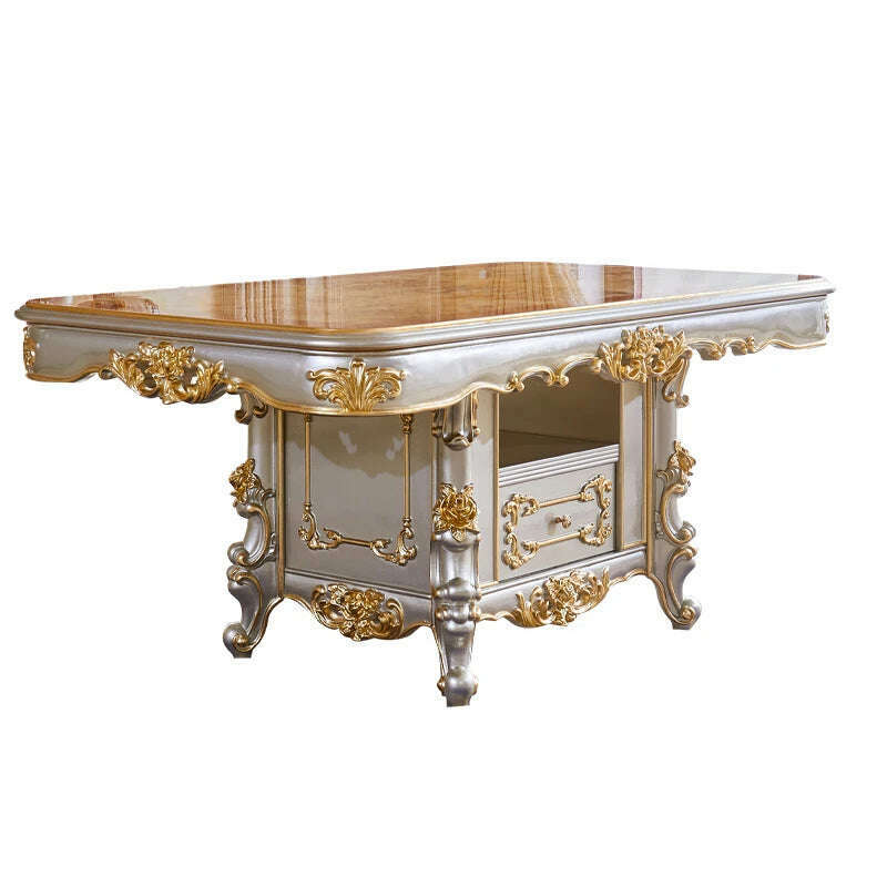 All-solid wood dining table and chair combination villa rectangular western dining table large household dining table - KIMLUD