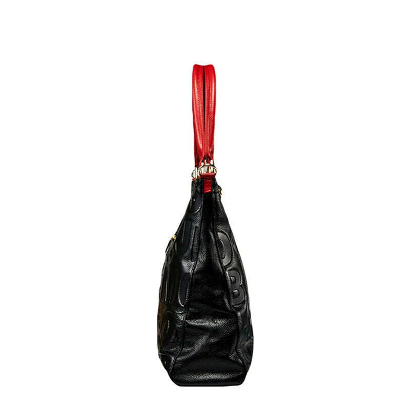 Alphabet leather women's bag, large-capacity handbag, fashionable and versatile, first-layer cowhide one-shoulder crossbody bag - KIMLUD