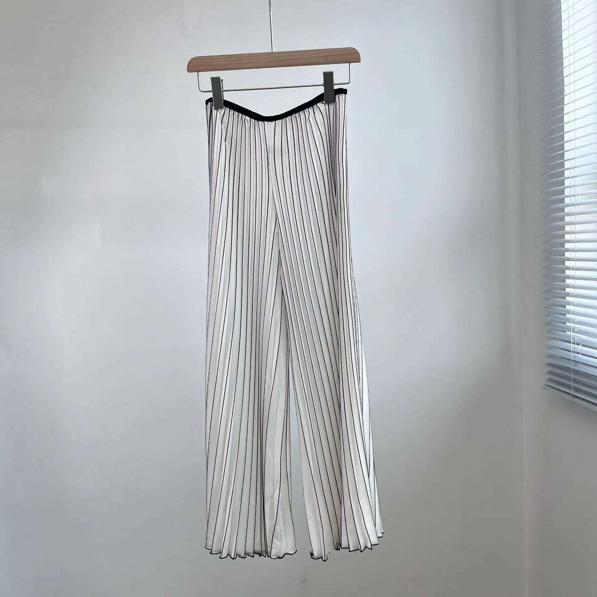 KIMLUD, ALSEY Miyake Pleated Slim Hundred Fashion Rainbow Color Gradient Women's Office Lady Casual Pants Spring/Summer 2024 New, WHITE / One Size, KIMLUD Womens Clothes