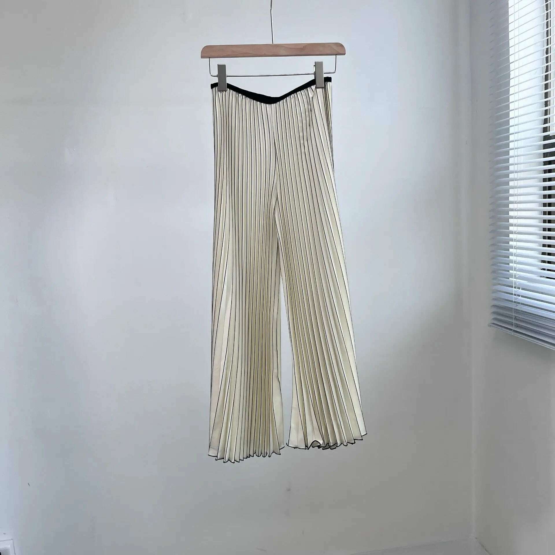 KIMLUD, ALSEY Miyake Pleated Slim Hundred Fashion Rainbow Color Gradient Women's Office Lady Casual Pants Spring/Summer 2024 New, Ivory / One Size, KIMLUD Womens Clothes