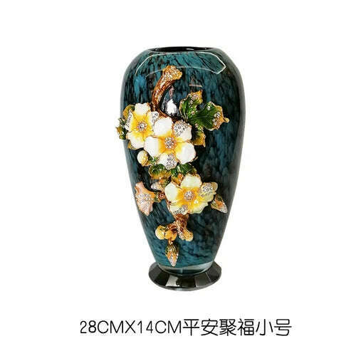 KIMLUD, American Enamel High-End Glass Vase European Hallway Living Room Flower Arrangement Home Decorations Light Luxury Ornaments, blessings (small) / CHINA, KIMLUD Womens Clothes
