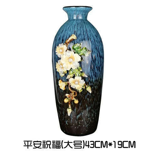 KIMLUD, American Enamel High-End Glass Vase European Hallway Living Room Flower Arrangement Home Decorations Light Luxury Ornaments, Blessing (large / CHINA, KIMLUD Womens Clothes