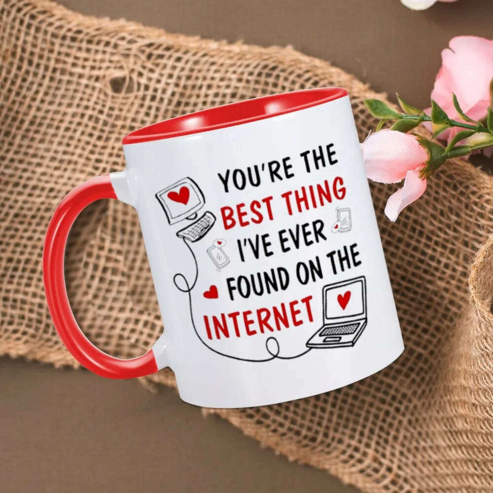 Anniversary Coffee Mug Valentines Day Gifts for Her Ceramics Tea Milk Cup Home Drinkware 11oz Birthday Gift Ideas for Girlfriend - KIMLUD