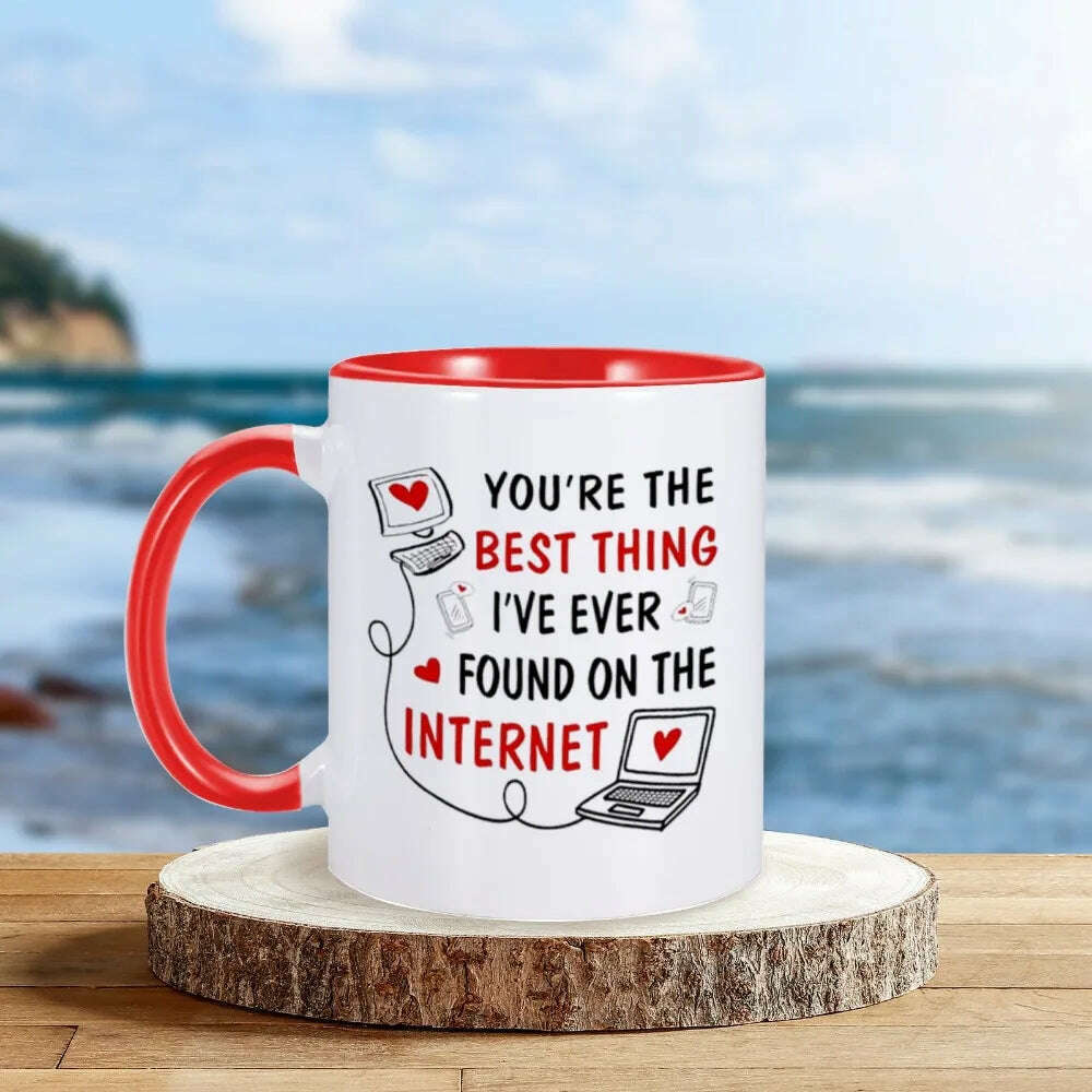 Anniversary Coffee Mug Valentines Day Gifts for Her Ceramics Tea Milk Cup Home Drinkware 11oz Birthday Gift Ideas for Girlfriend - KIMLUD