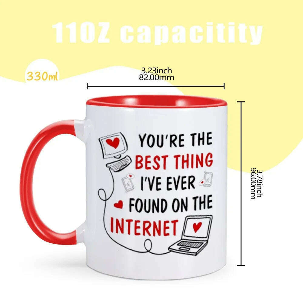 Anniversary Coffee Mug Valentines Day Gifts for Her Ceramics Tea Milk Cup Home Drinkware 11oz Birthday Gift Ideas for Girlfriend - KIMLUD